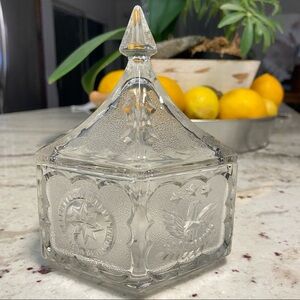American eagle seal Trinket dish depression glass